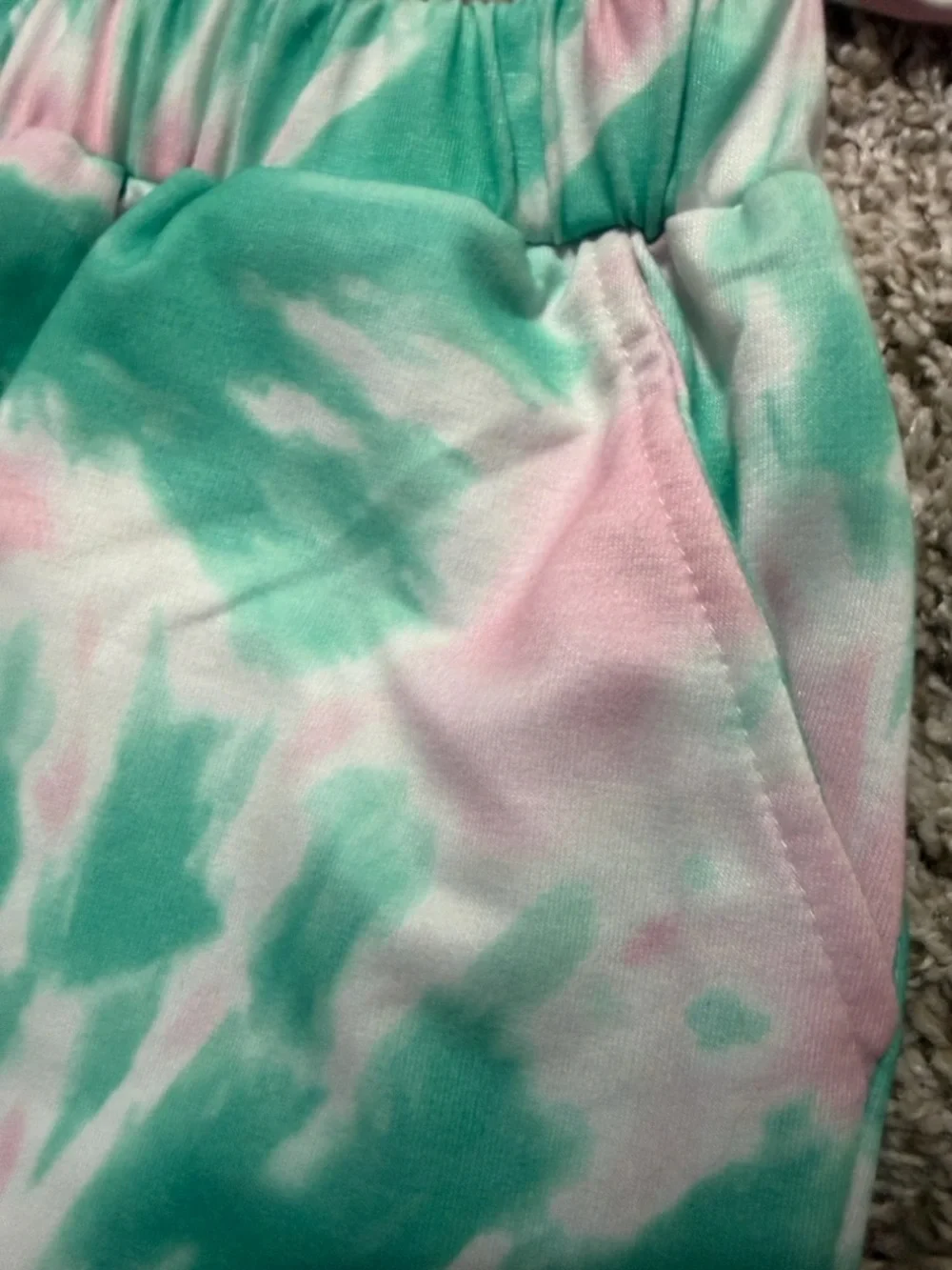 Trendy Girls Pink & Teal Tie-Dye Daisy Stretchy Hoodie& Jogger Pants Set Size 9Y